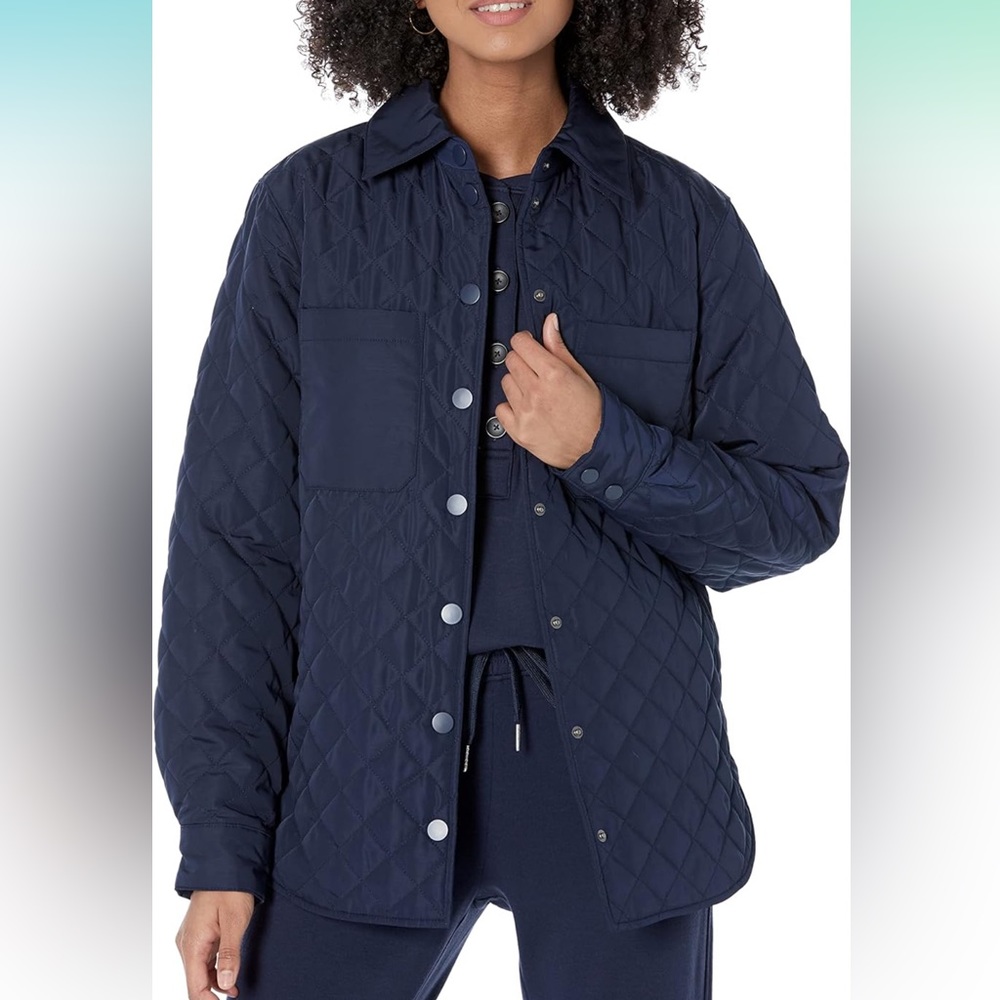 Amazon Essentials Women's Relaxed Recycled Polyester Quilted Shirt Jacket